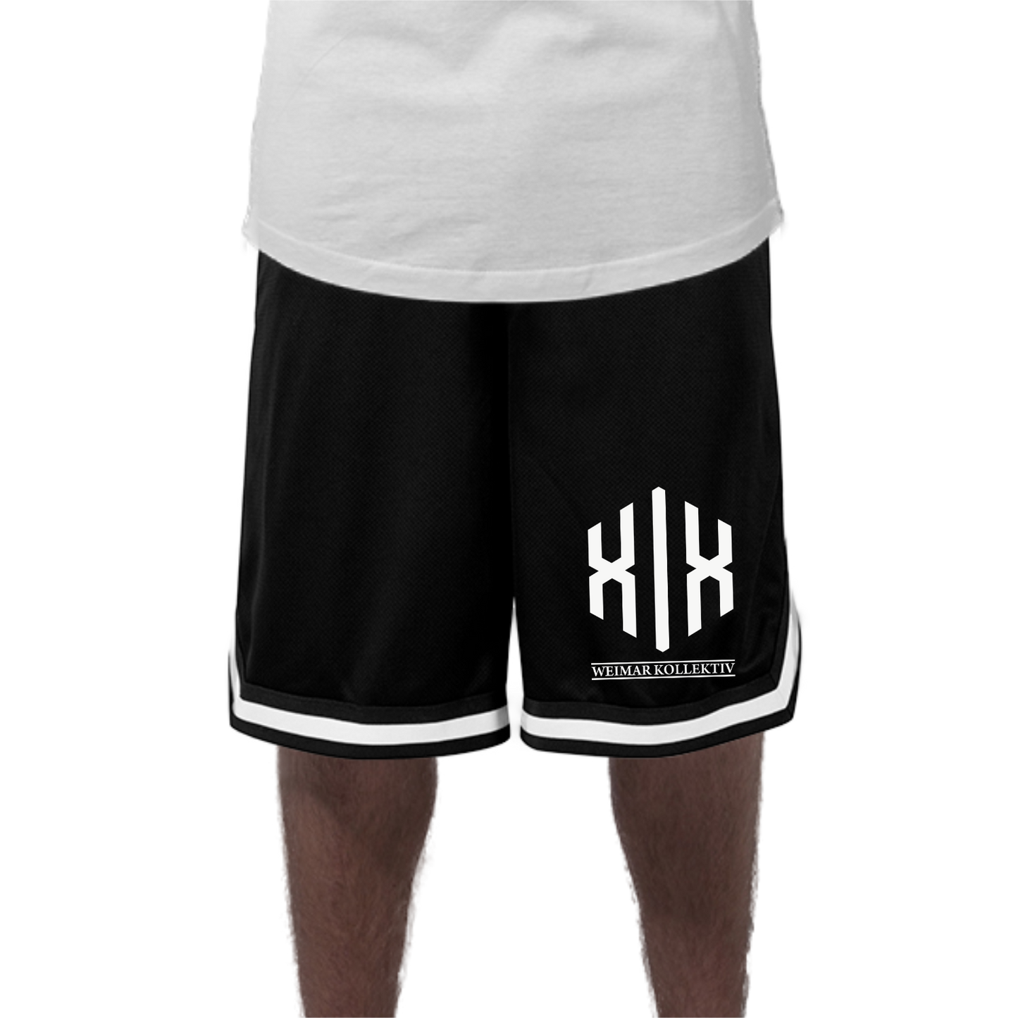 White Striped Mesh Shorts »Weimar Kollektiv«