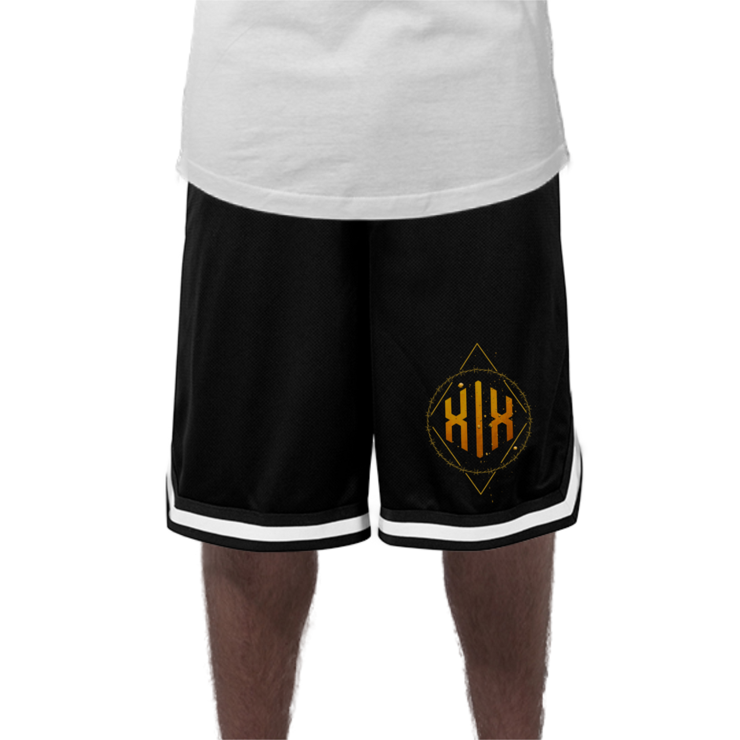 White Striped Mesh Shorts »Stacheldraht«