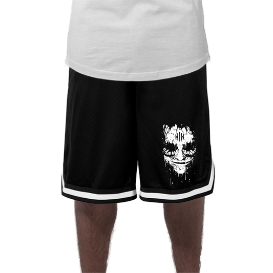White Striped Mesh Shorts "Maske Invictodrom"